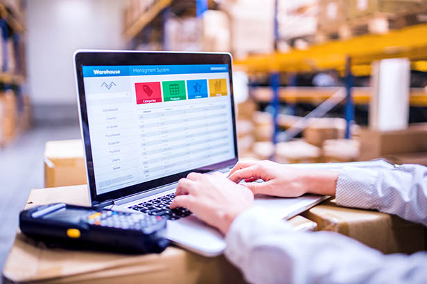 Warehouse-Management mit Laptop und MDE